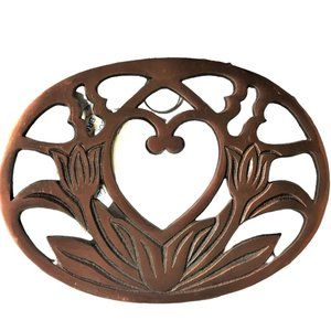 Vintage Old Dutch Decor Copper Heart Trivet